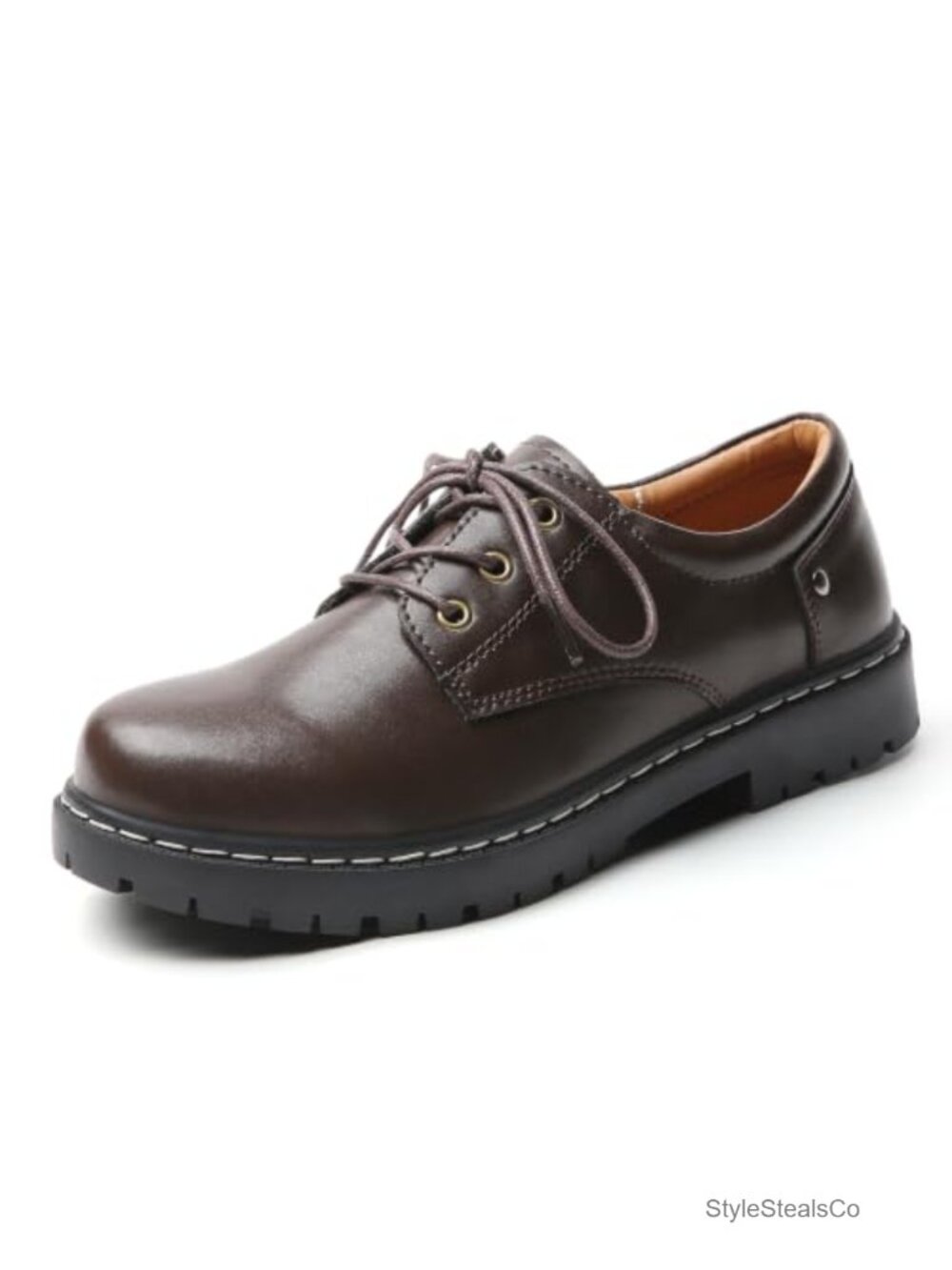 Faux Leather Platform Oxfords Lace Up Non-Slip Cushioned Women's Dress Shoes